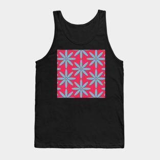 Pink and Blue Vibrant Flower Fusion Tank Top